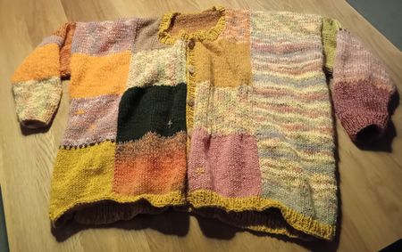 Warme, handgestrickte Patchwork-Jacke,gr.44