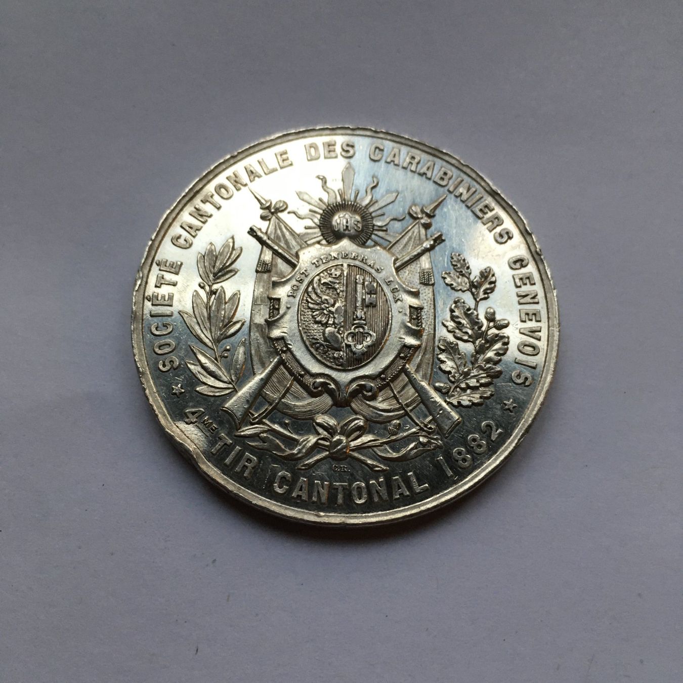 Medaglie: 1882 Schützenmedaille Genf Silber – Usato da Kirchberg SG venduto da Helveticus00 1