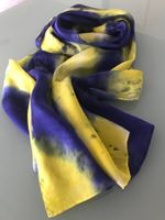 Modischer Seiden Schal Foulard blau/gelb