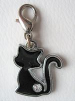 Schmuckanhänger Charm Katze mit Strassstein NEU
