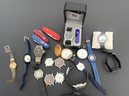 Lot de montres couteau divers Tissot wenger montre de poche