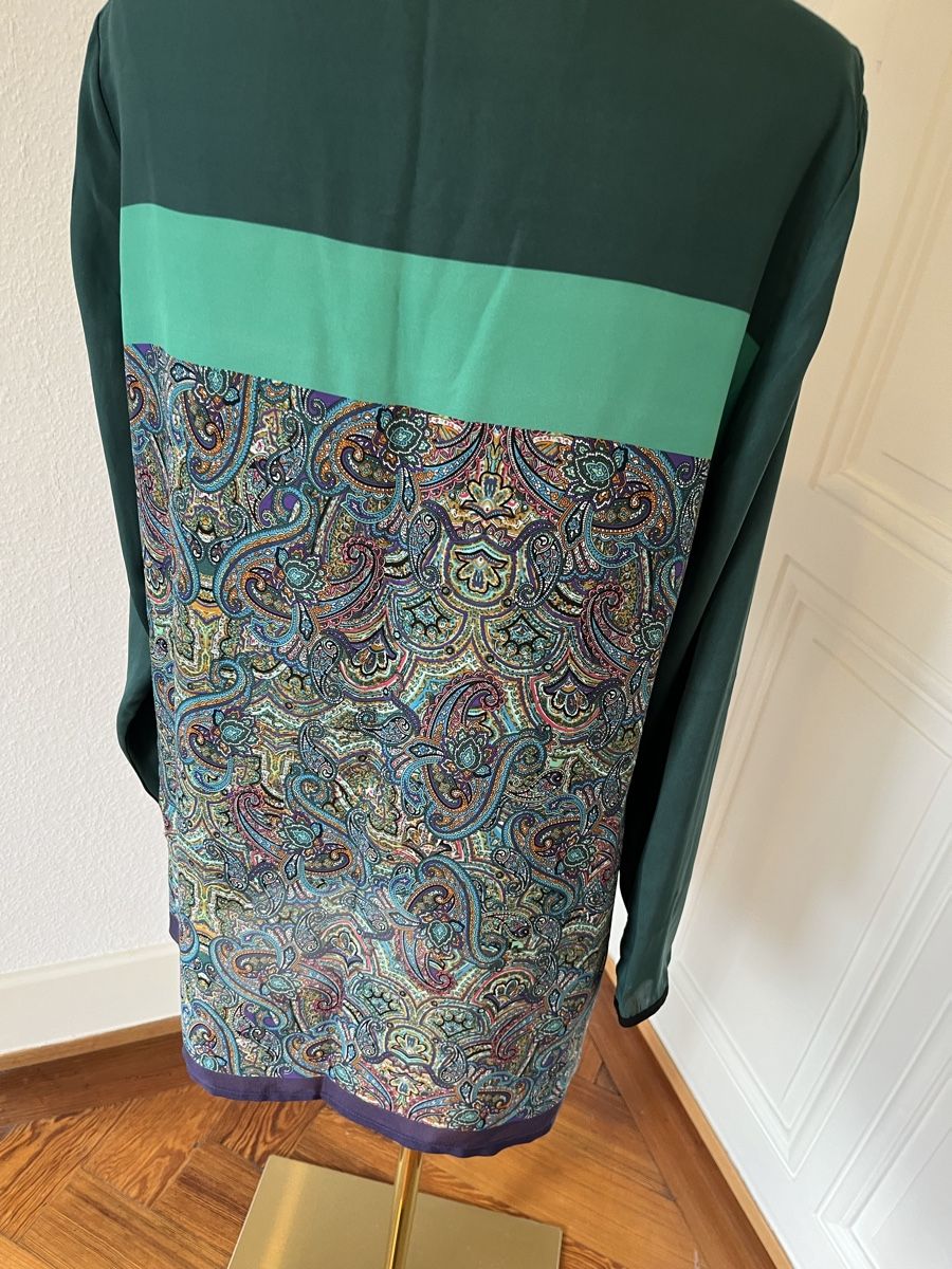 Zara Vestiti: Zara Basic Green Paisley Blouse/mini dress Size L – Usato da Genève venduto da nba_l98n 3