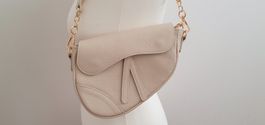 Hochwertige Echtleder Handtasche Damen beige Neu