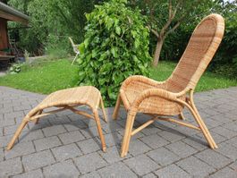 Wicker Rattan Armchair 80's