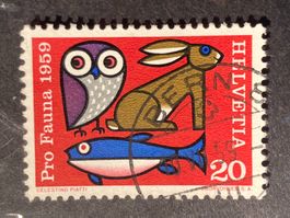 Schweiz 1959 Pro Fauna 20 Vollstempel BERN 8 10.VI.59