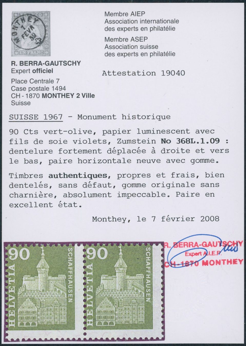 Alle Briefmarken: 1967 - Baudenkmäler - Abart - postfrisch ** – Gebraucht aus Schindellegi von leecollect 2