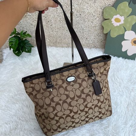 Handtasche Coach braun Canvas/Leder 36x26cm guter Zustand