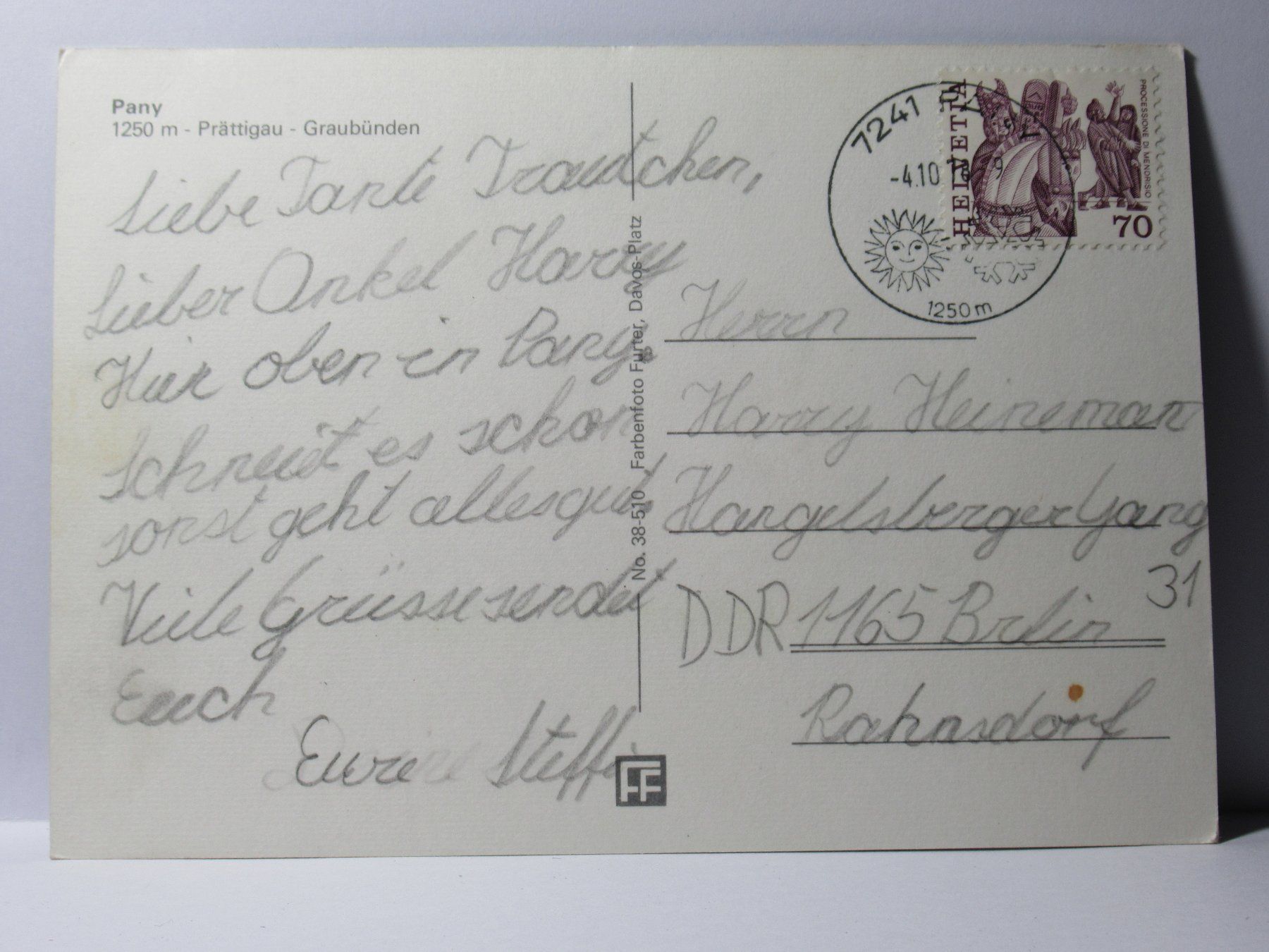 Cartoline postali: Pany 1978 – Usato da Grenchen venduto da Bluemchen1900 1