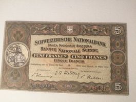 CHF-5-Note Serie 54 L kassenfrisch / unzirkuliert von 1952