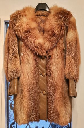 Vintage Rotfuchs-Pelzjacke 70er-Jahren, inkl. Pelzmütze