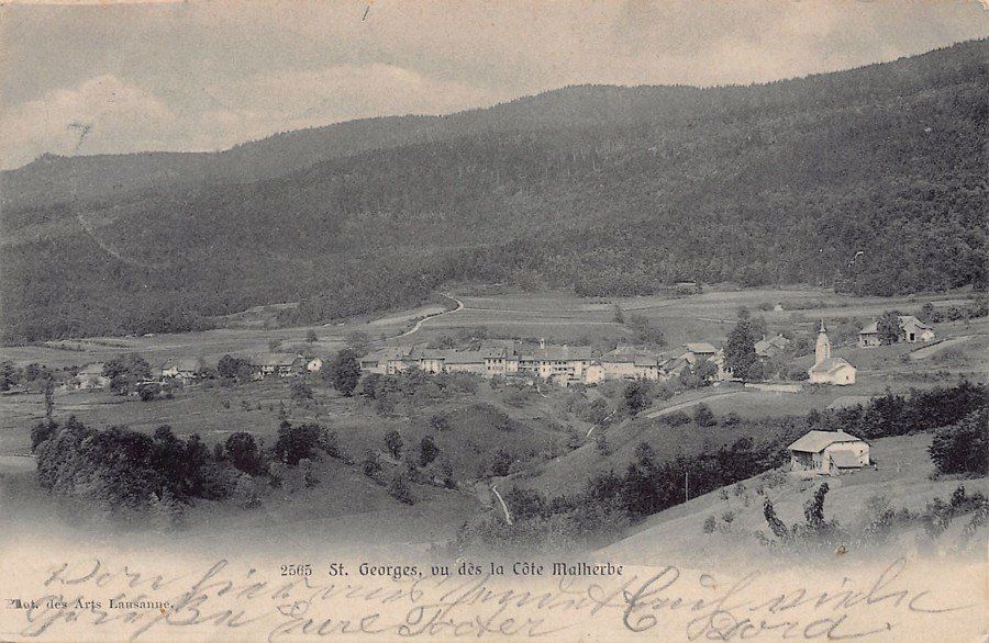 Cartoline postali: St-Georges, vu de la Côte Malherbe, circulée1906 – Usato da Frauenfeld venduto da POML