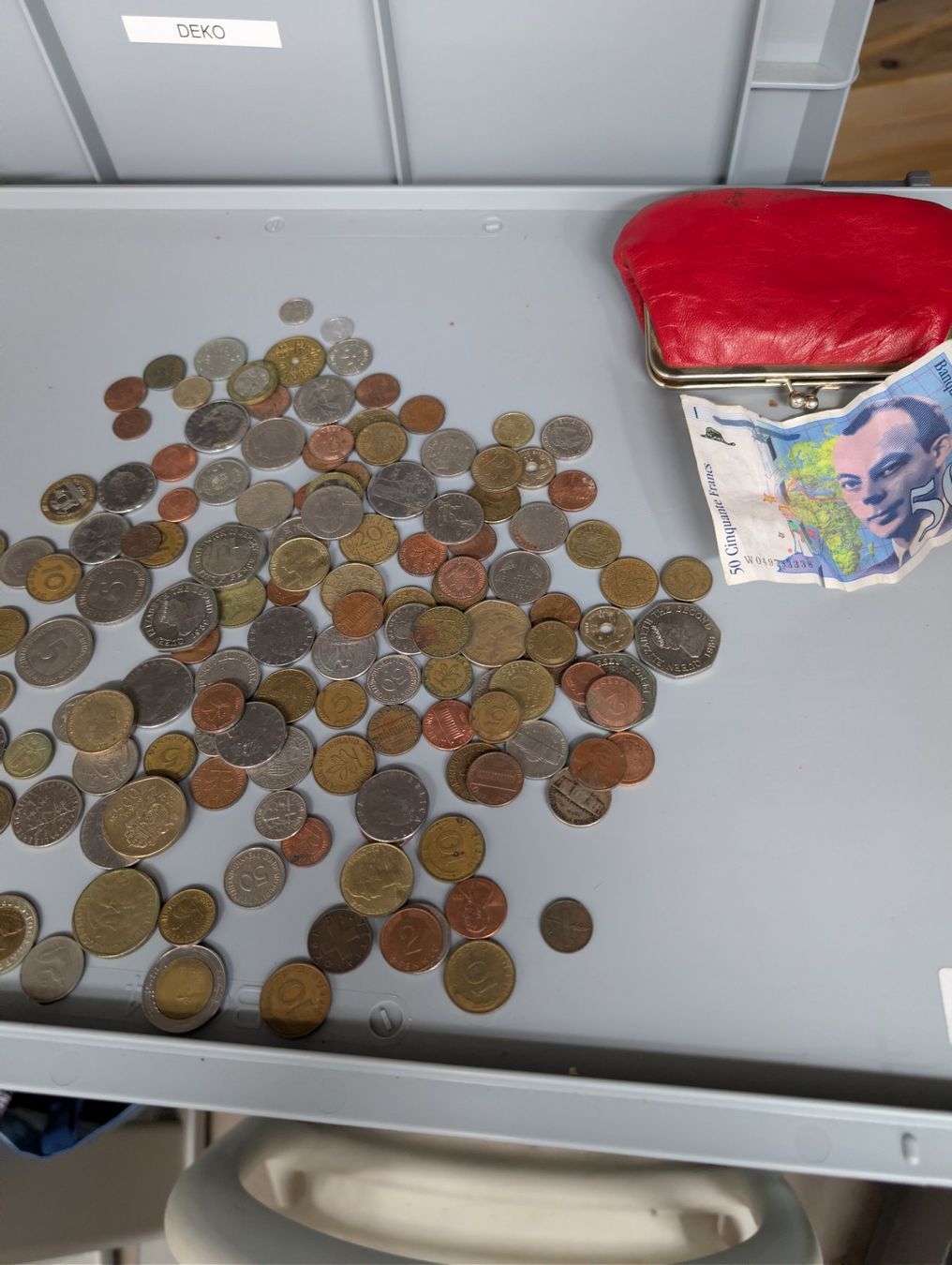 Banknoten: Alter Geldbeutel mit Münzen und Note – Gebraucht aus Wynau von Zebrafurz