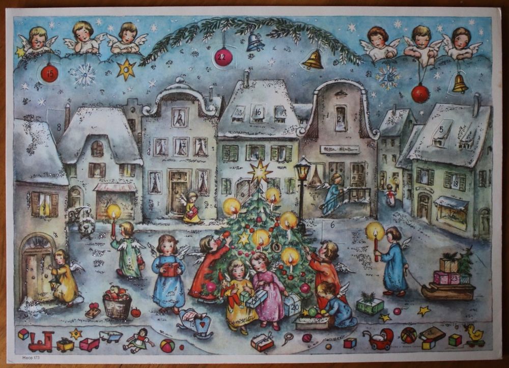 Alter Adventskalender mit Glitzer 60er Jahre Lore Hummel? (Gebraucht