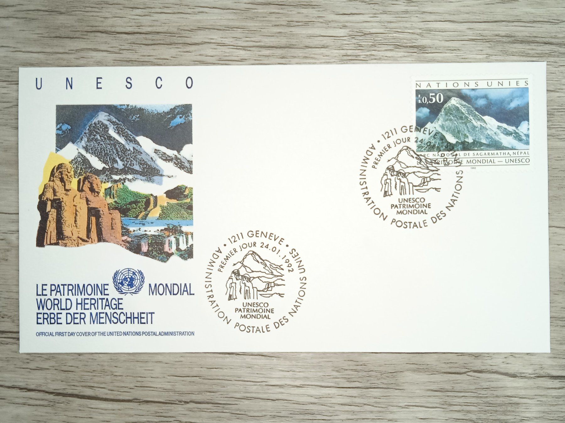 Tutti i francobolli: TR82 Enveloppe + Timbre Suisse / ONU 1992 – Usato da Cousset venduto da Patrick_Collections
