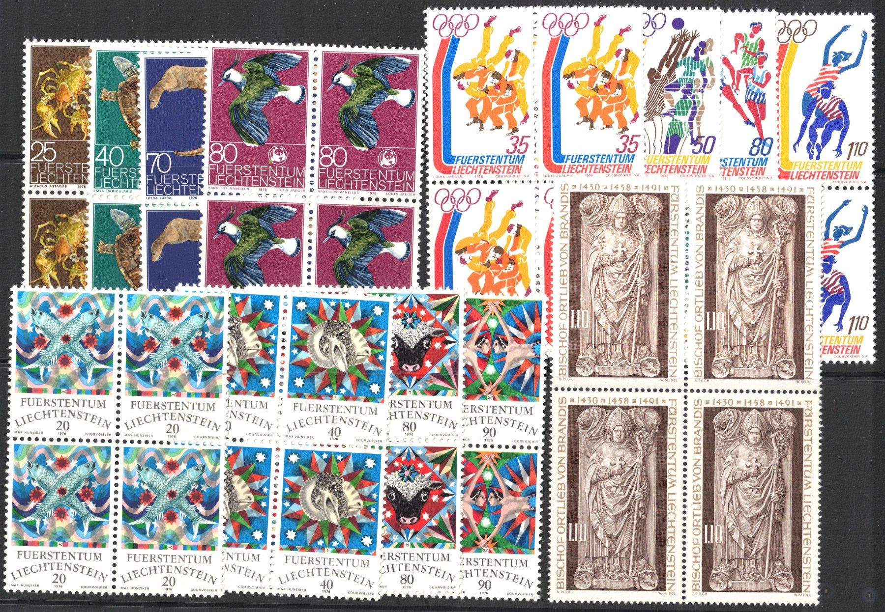 Tutti i francobolli: 1976    Satz   4 - Block  Liechtenstein       postfrisch – Nuovo (secondo la descrizione) da Mellingen venduto da Ginger