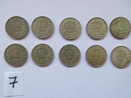10 alte Silber 1 Fränkler 1958-1967