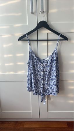 Camisole Blumenmuster Blau Weiss Grösse L