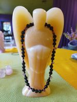 Tolle Schwarze Turmalinkette mit Amethyst