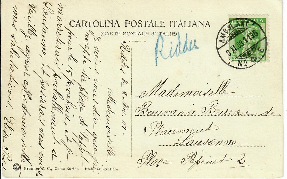 Cartoline postali: Stresa 1908 – Usato da Hochdorf venduto da Ziegel-16 1