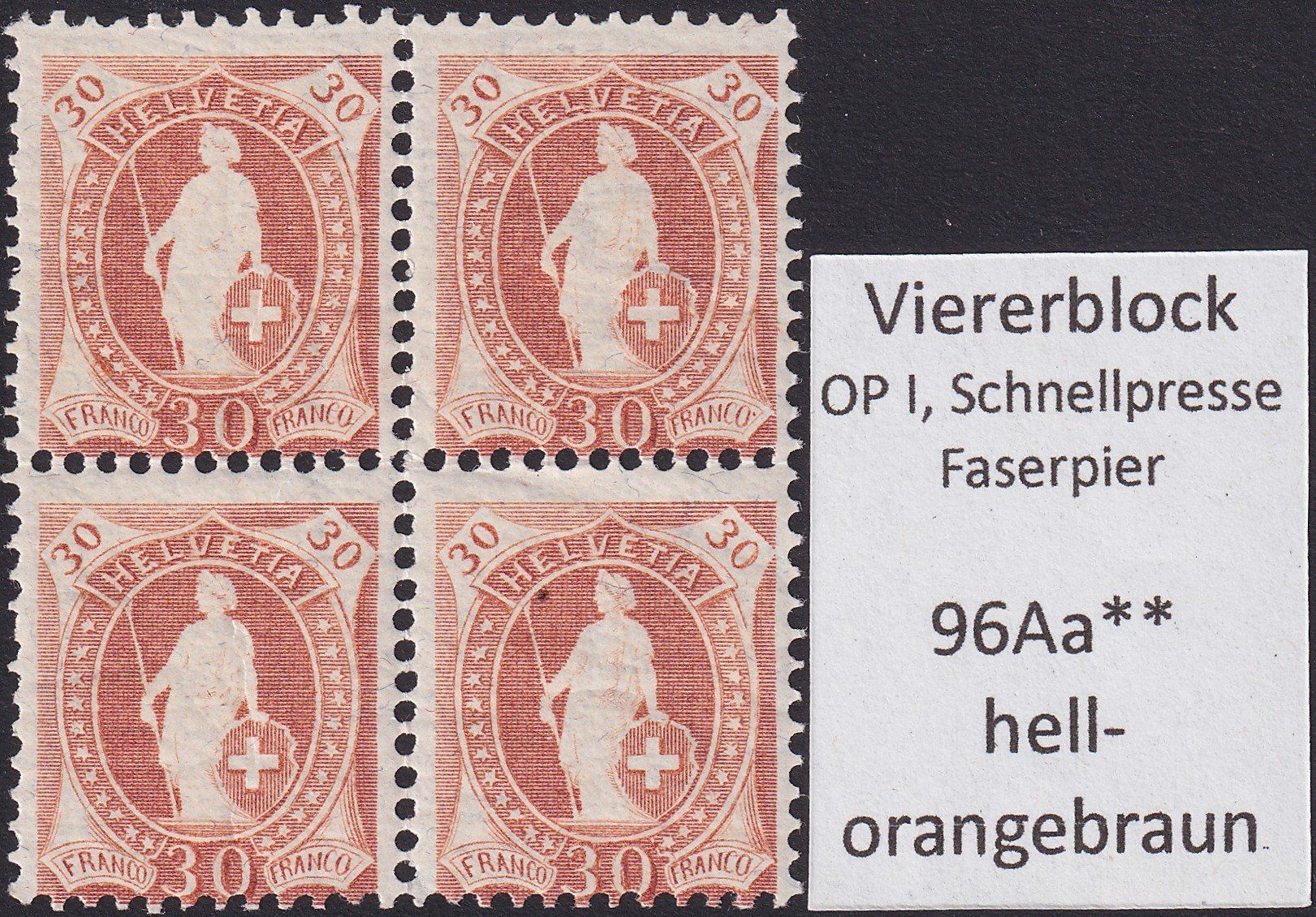 Tutti i francobolli: 96A ** postfrischer Viererblock, tadellos erhalten, K: 150.- – Usato da Sursee venduto da Luzernerraute 2