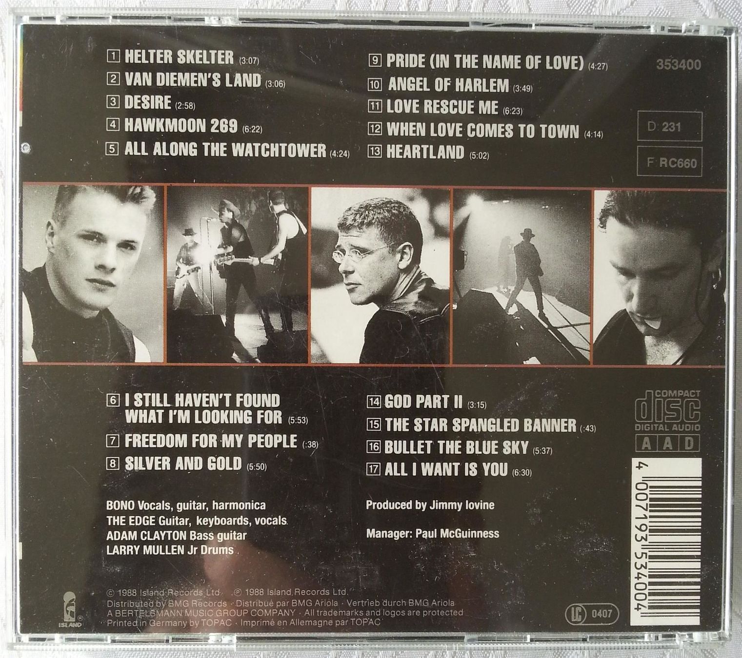 CD: CD U2 - RATTLE AND HUM, Rock 1988 – Usato da Oberriet SG venduto da ganesh435 1