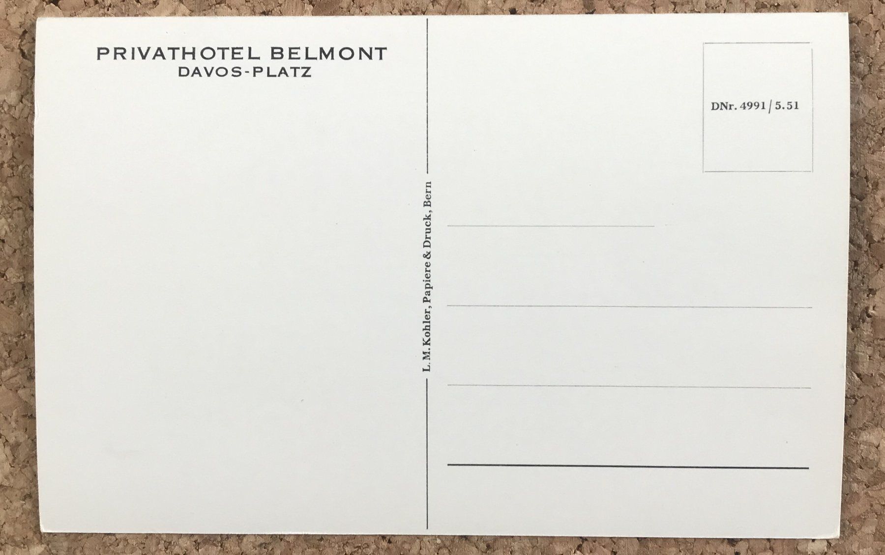 Ansichtskarten: ANSICHTSKARTE PRIVAT HOTEL BELMONT DAVOS-PLATZ – Gebraucht aus Ostermundigen von wini63 1