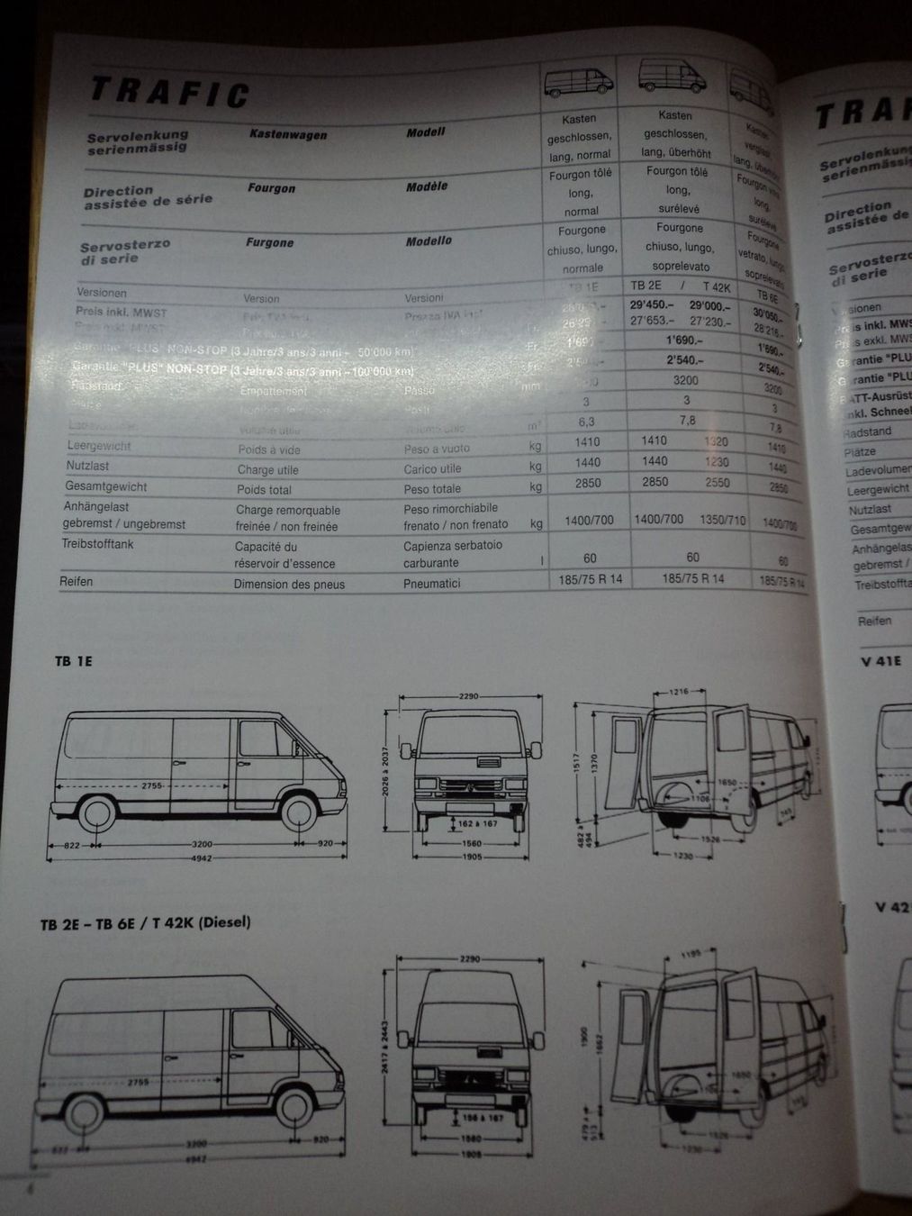 Renault Dokumente: Prospekt Renault Traffic Transporter 1996 – Gebraucht aus Schwarzenburg von modelCARama 3