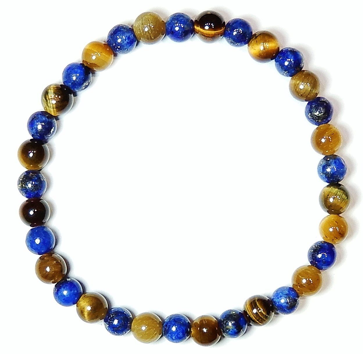 Bracciali & Braccialetti: Stretch Armband mit 6 mm Lapis und Tigeraugen Perlen – Nuovo (secondo la descrizione) da Müllheim Dorf venduto da GUENI01