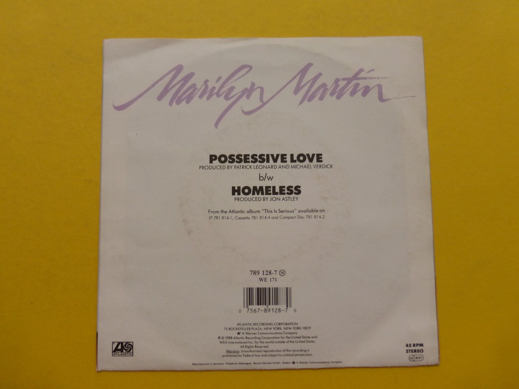 Schallplatten: Marilyn Martin – Possessive Love – Gebraucht aus Zürich von Swiss57 1