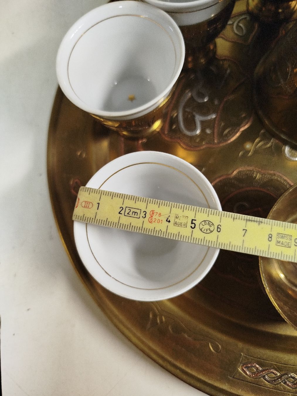 Set di piatti: Orientalisches Kaffee-Set, Messing mit Tablett,Vintage!(em8) – Usato da Künten venduto da Schnaepplihuus 7