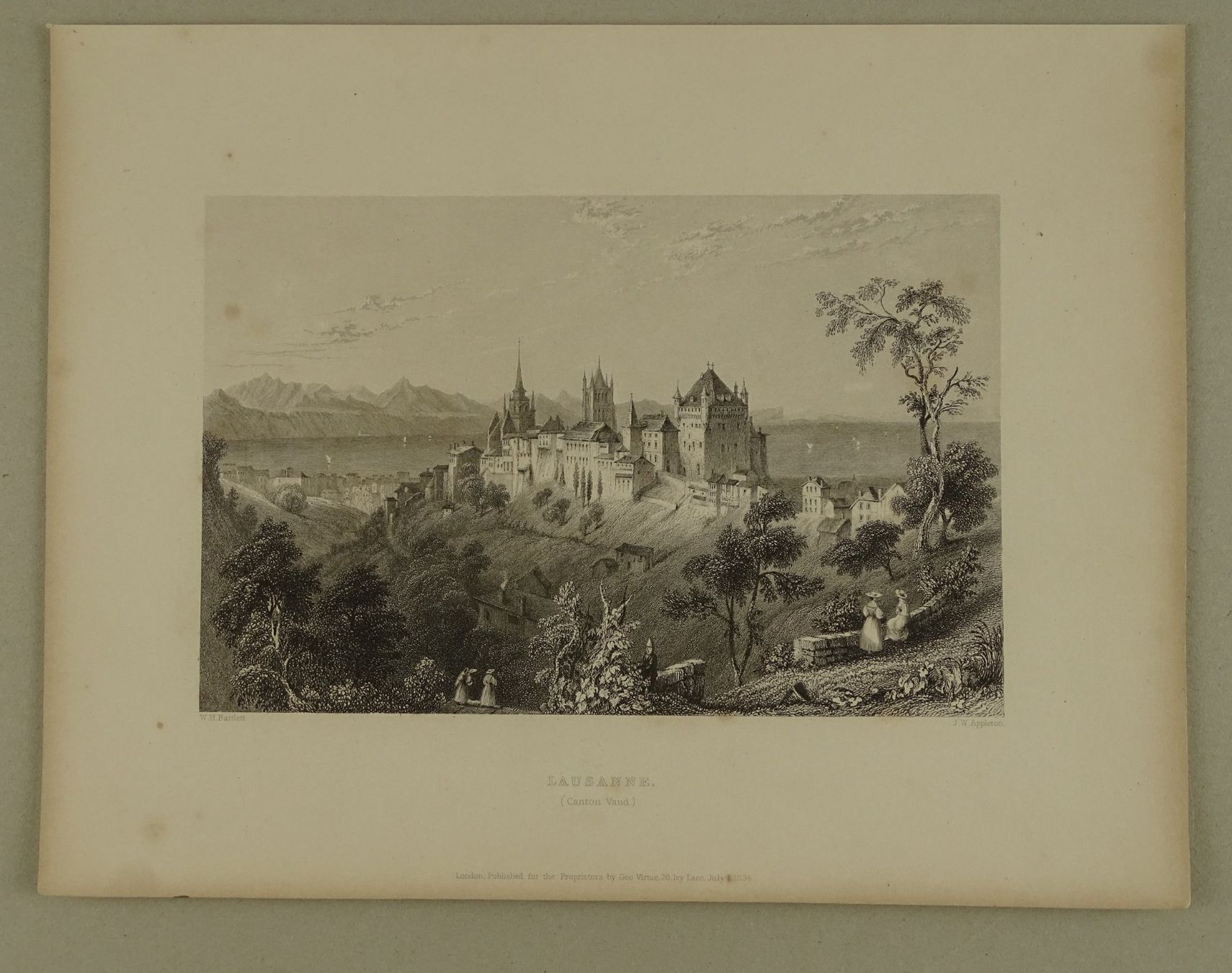 Incisioni: LAUSANNE, STAHLSTICH NACH BARTLETT 1836 – Usato da Grüningen venduto da Kartensammler 1