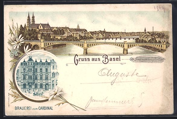 Ansichtskarten: Litho Basel, Hotel Schweizerhof von E. G – Gebraucht aus Berlin von bartko-reher