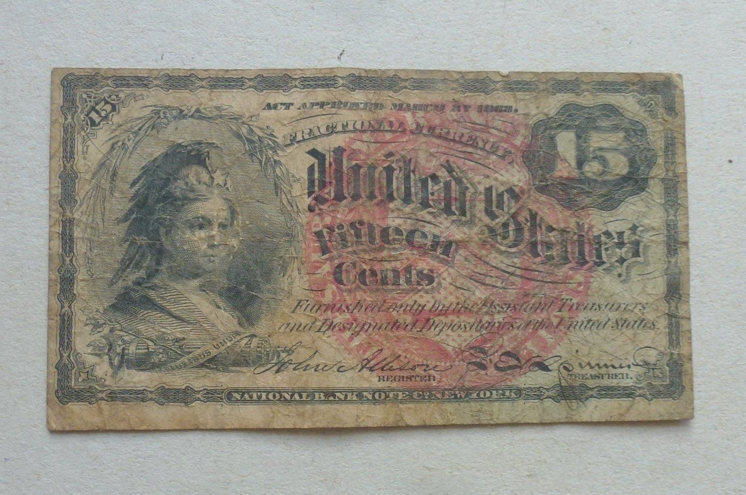 Banconote: USA ++ 15 Cents 1863 – Usato da Walkringen venduto da Casablanca777