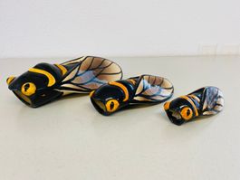 lustiges 3er Set, Vintage Zirkaden aus Keramik, 60er Jahre