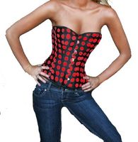 NEUE Corsage rot-schwarz Polka dot Gr. XS/S - 80151