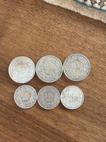 6 Schweizer Silbermünzen – 1 & 2 Franken