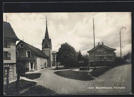 AK Walzenhausen, Kirchplatz mit Kirche