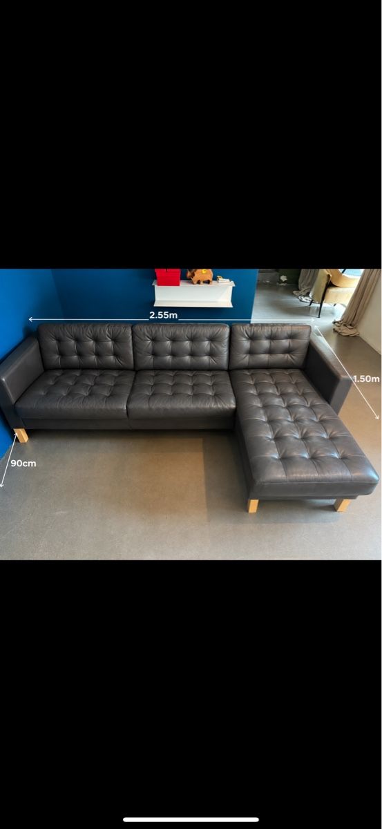 Sofas: Hochwertiges Schwarzes Ledersofa – D'occasion à Zürich par Mover