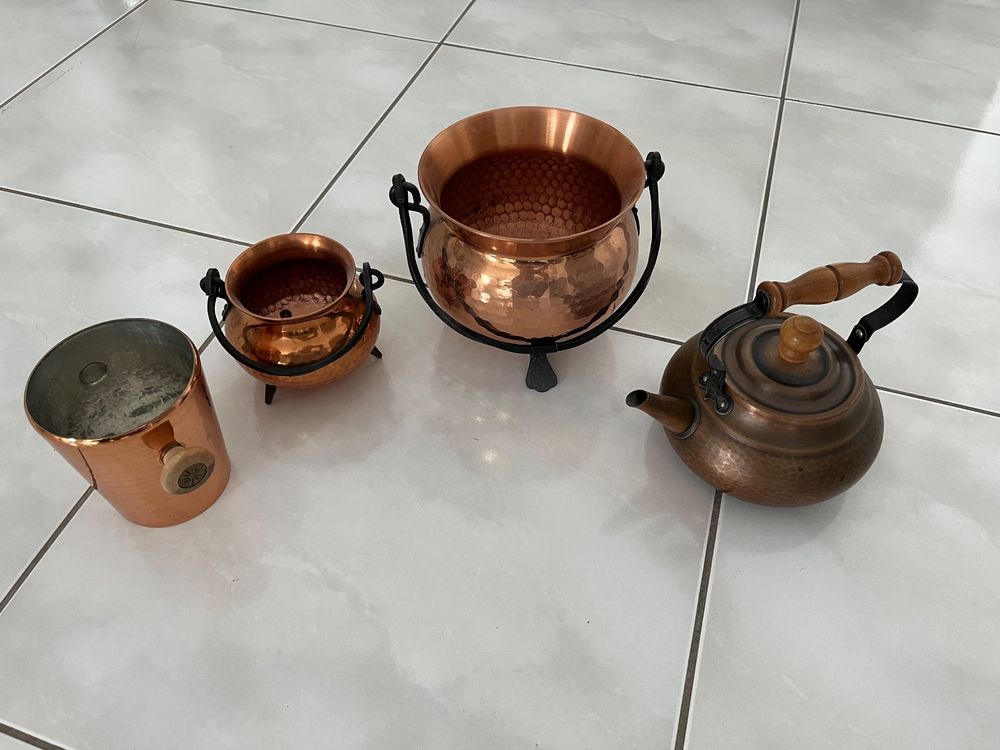 Kupfer Teekanne, Kessel und Eiswürfel-Behälter 3
