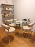 Moderner Designer Stuhl, Acryl und Leder, neuwertig!