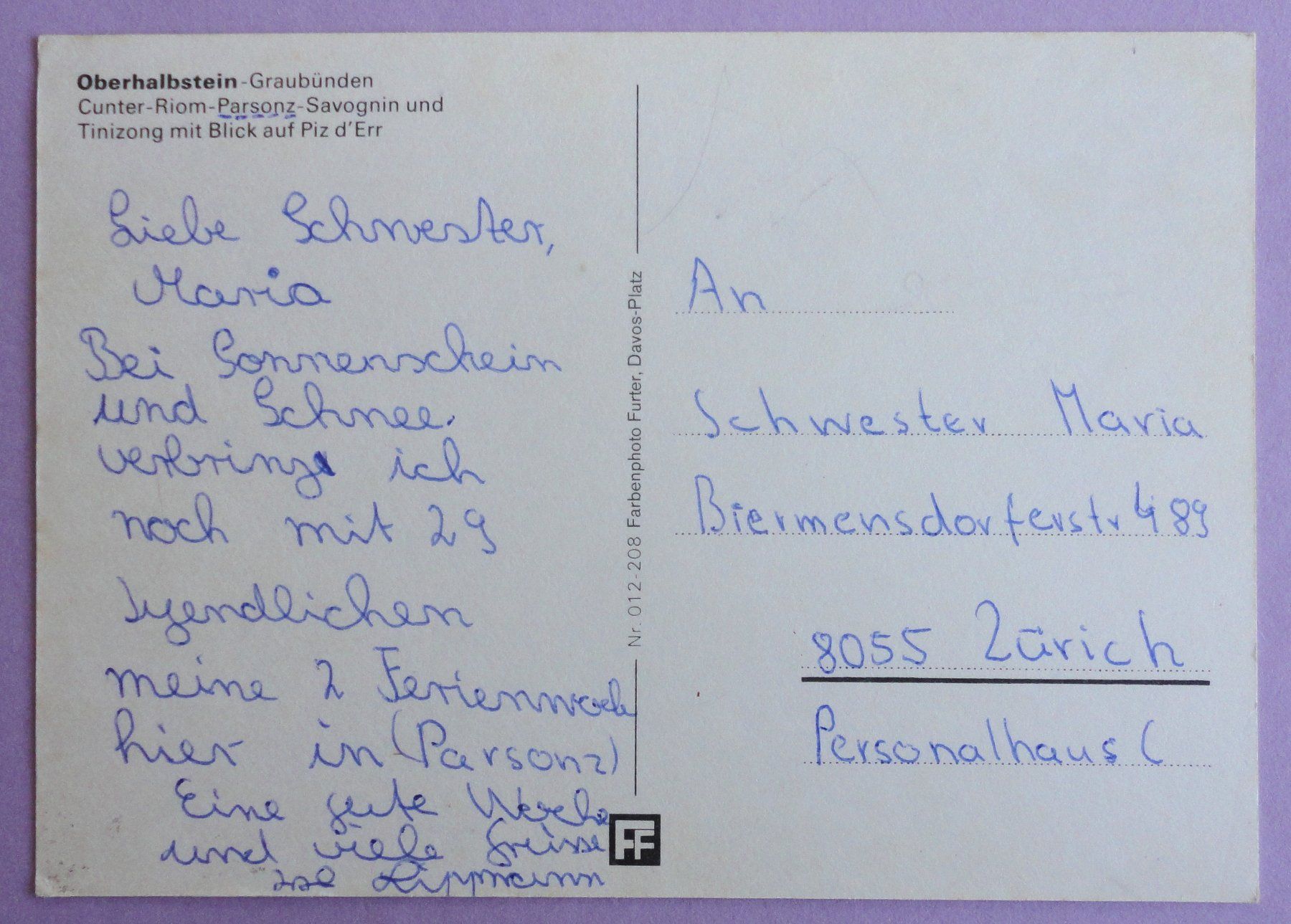 Cartoline postali: Oberhalbstein - Graubünden – Usato da Fétigny venduto da Billy2miny 1