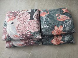 Kissenbezüge inkl. Kissenfüllung flach, Papagei und Flamingo
