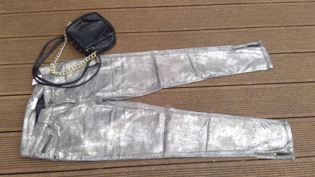 Pantalon gris argenté PROMOD, taille 38 (84cm)