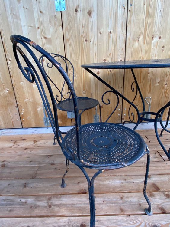 Vintage Art Deco Gartentisch rund inkl. 4 Stühle Kaufen auf Ricardo