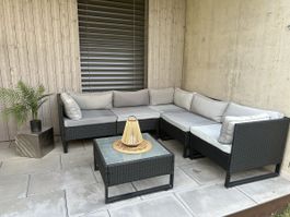 Gartensitzgruppe Polyrattan grau 5-teilig mit Tisch