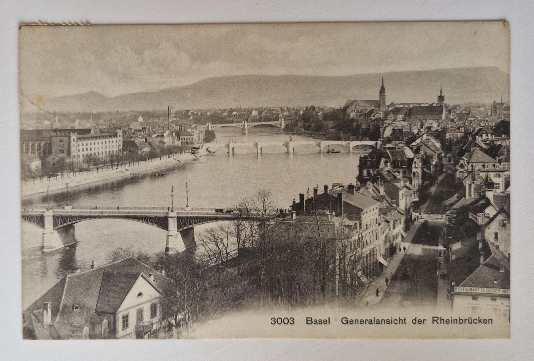 Ansichtskarten: Basel mit Rheinbrücken 1908, n. Bruxelles – Gebraucht aus Ebikon von Donar50