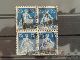 1908 Helvetia mit Schwert Viererblock Paketstempel