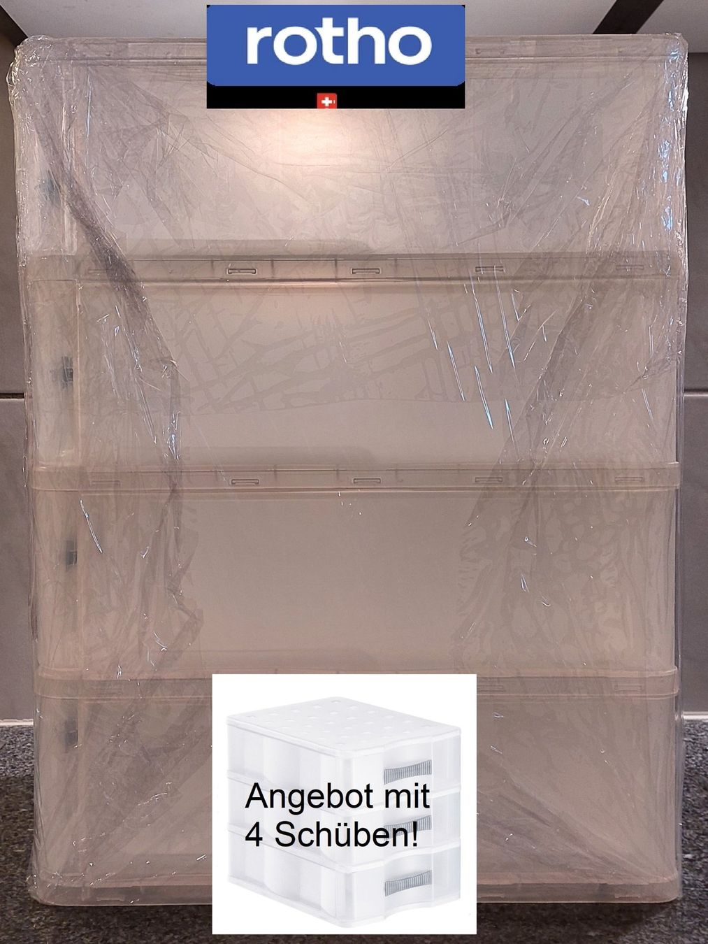 Rotho Contenitori & Simili: rotho Schubladenbox 4 Schübe DIN A4 stapelbar – Nuovo (secondo la descrizione) da Rotkreuz venduto da NICETOBUY
