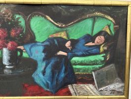 Gemälde Schlafende Frau auf dem Sofa - gerahmt, 75 x 55 cm