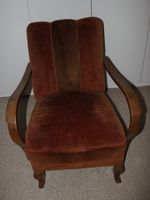 Sessel braun Velour Holzgestell Retro Zustand ca. 100j.